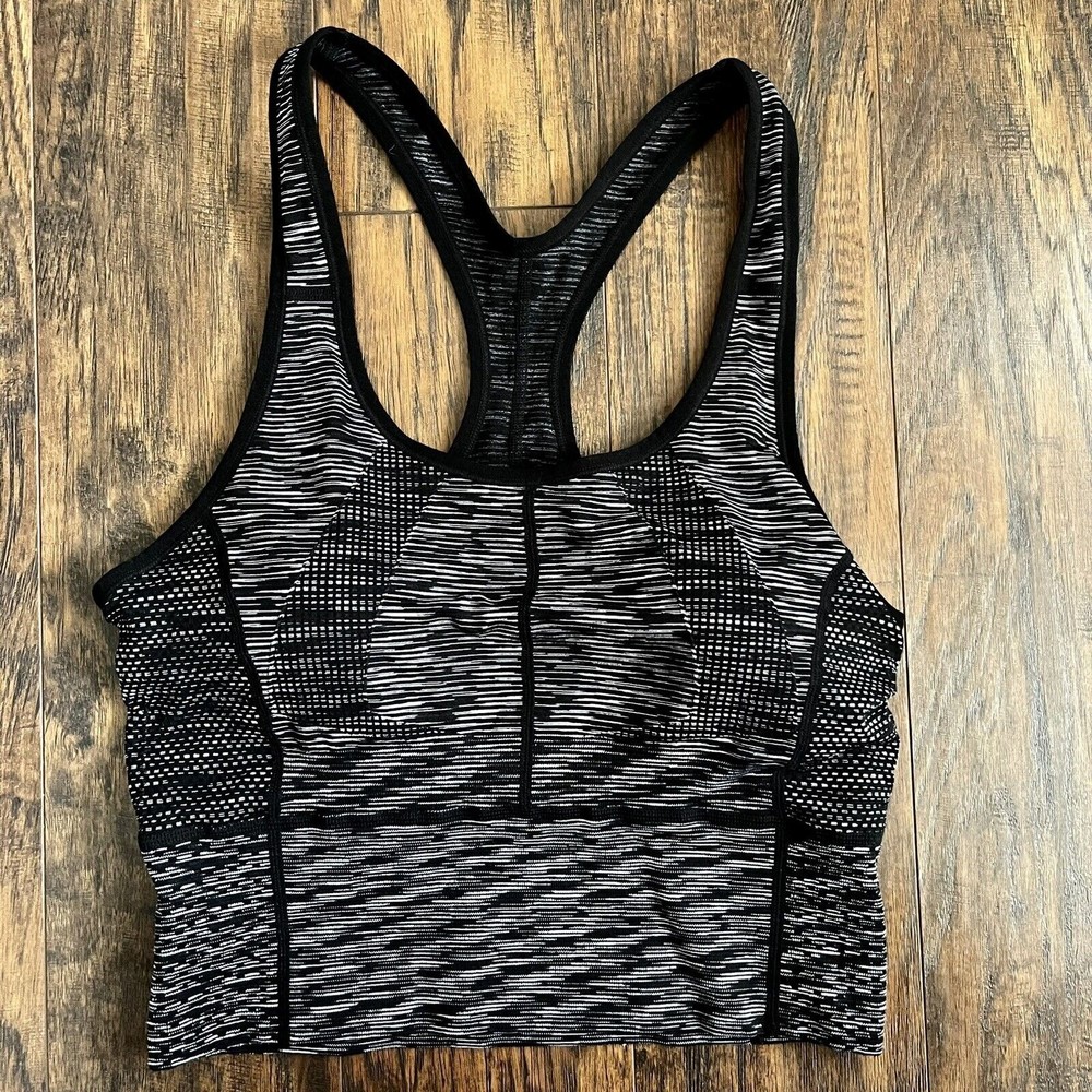 XIA Women's Large Long Sports Bra Workout Fitness Athletic Black X Racer Back
